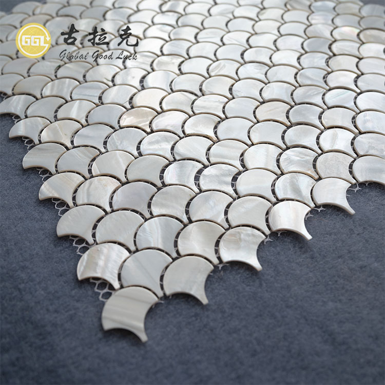 Fan Shape White Mother Of Pearl Shell Mosaic Tile Backsplash Wall Bathroom Tiles