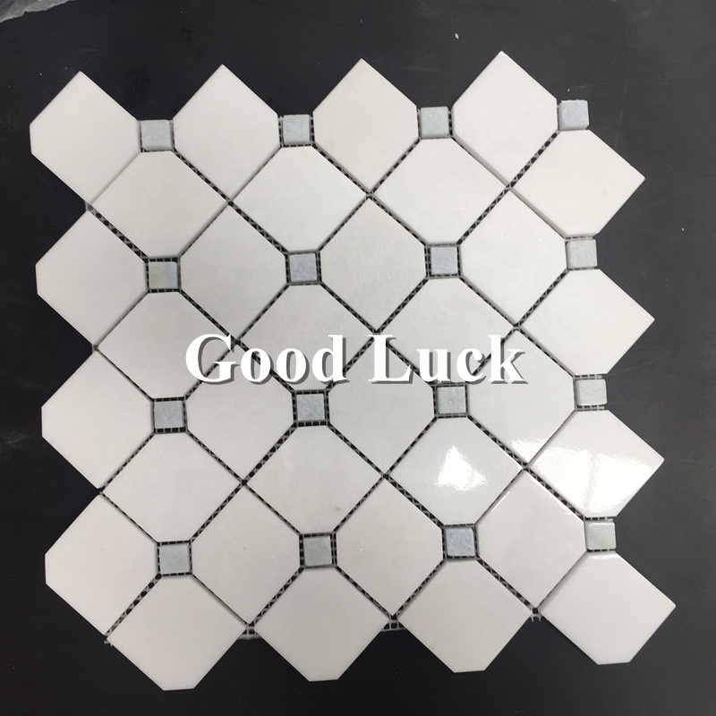 Polished Thassos White Marble Hexagon Shape Marble Mosaic Wall Flooring Tile