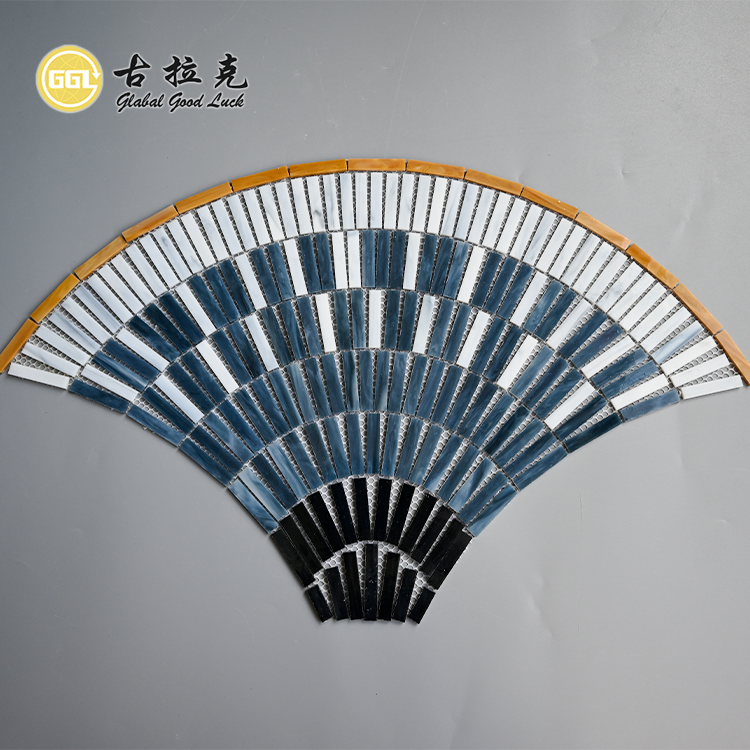 Fan-Shaped Stained Glass Pattern  Mosaic Tile for Wall Decoration