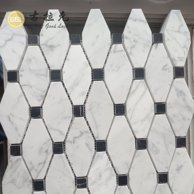 Carrara White Marble With Black Dots Mosaic For Home Wall Decor Tiles