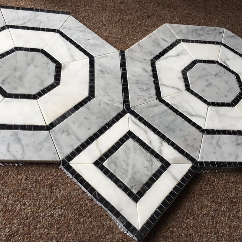 Natural Marble Mosaic in Square and Octagon Shapes for Interior Floor Decor
