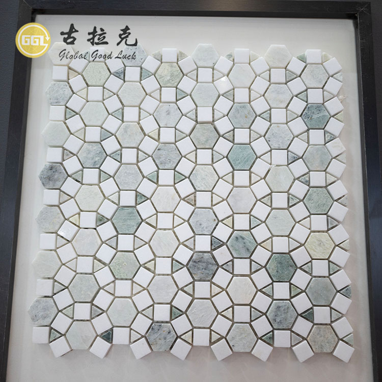 Big Round Pattern Marble Mosaic Tile Two Surface Colorful Tile For Home/Villa Floor And Wall Decor