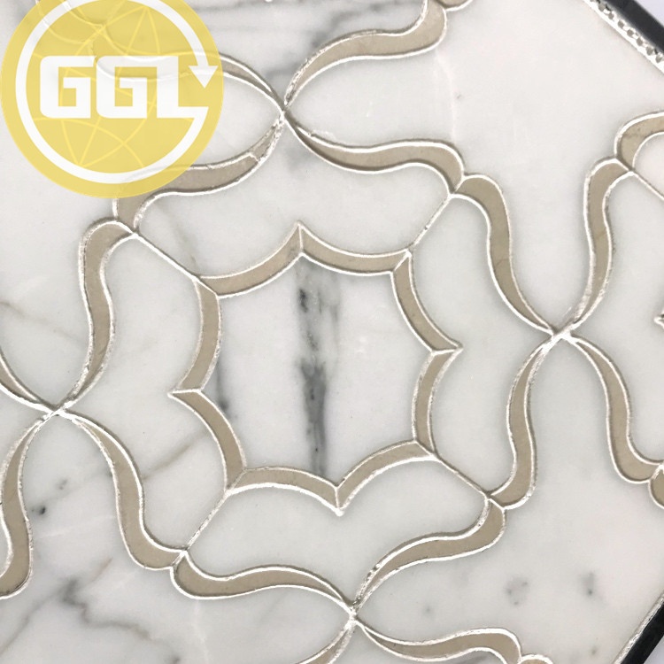 Wall Decoration Flower Pattern Waterjet Marble Mosaic Flooring Tile