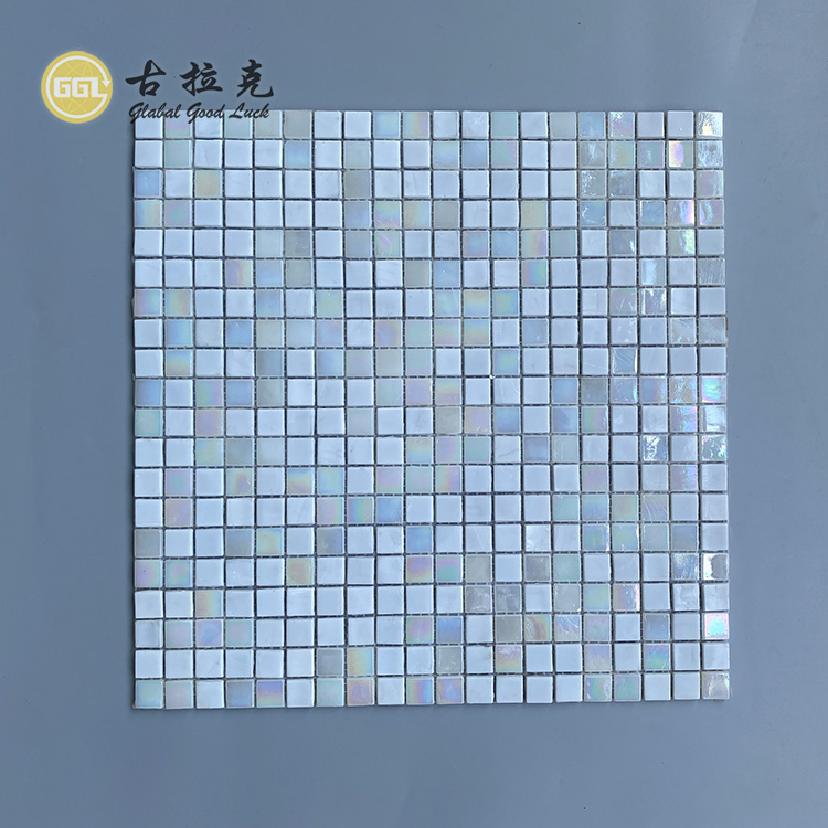 Pearlescent Design White Glass Mosaic Wall Decor Tile