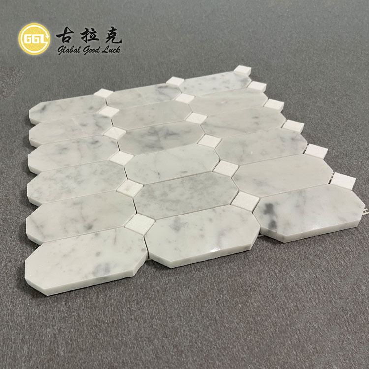 Carrara White Octagon Shape Marble Mosaic Tile