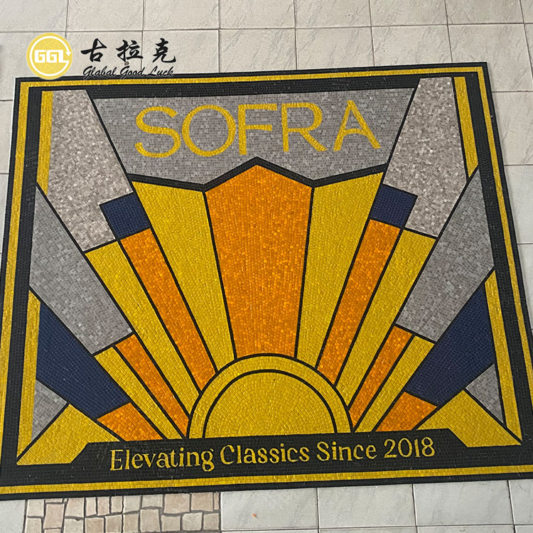 Logo Pattern Customized Mural Mosaic Tile Glass Mix Stone for Wall Floor Decor