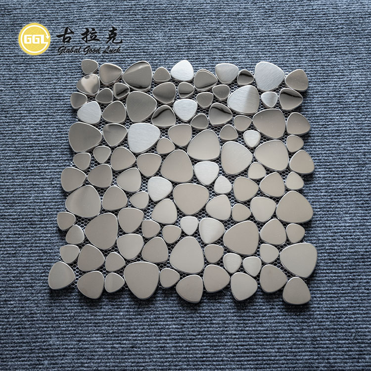 Glossy Surface Sliver Irregular Metal Mosaic Stainless Steel Decorative Wall Tiles