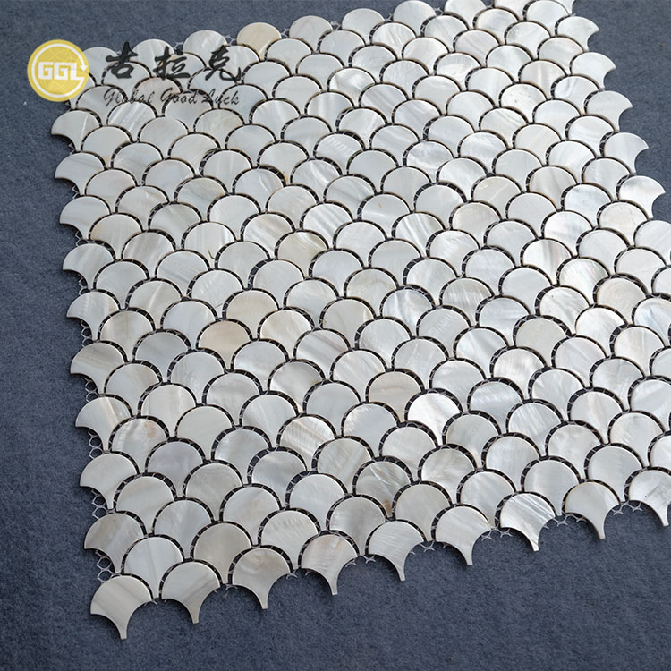 Fan Shape White Mother Of Pearl Shell Mosaic Tile Backsplash Wall Bathroom Tiles