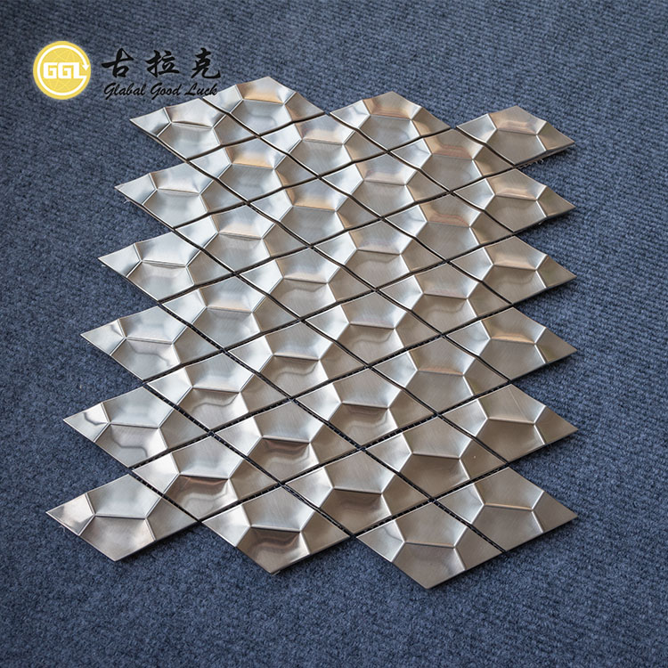  Silver Metal Mosaic Tile Stainless Steel Concave Surface Design for Wall Decor