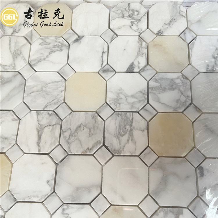 Calacatta Gold Marble Octagon Shape Marble Mosaic For Floor/Wall Tiles