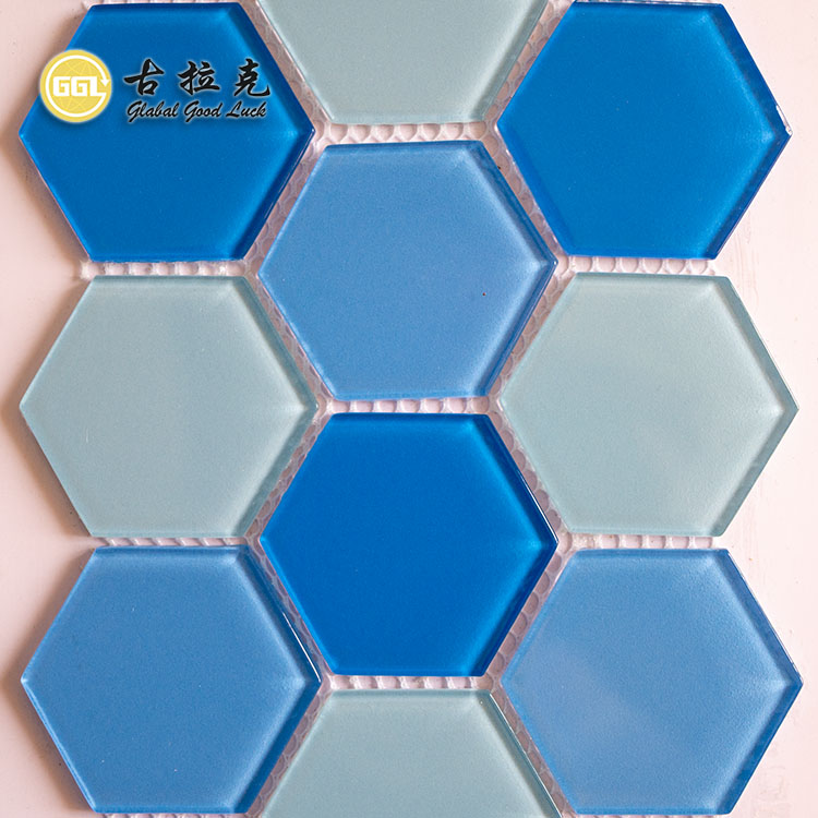 Modern Design Hexagon Shape Mix Color Crystal Glass Mosaic Tiles for Wall Decorative
