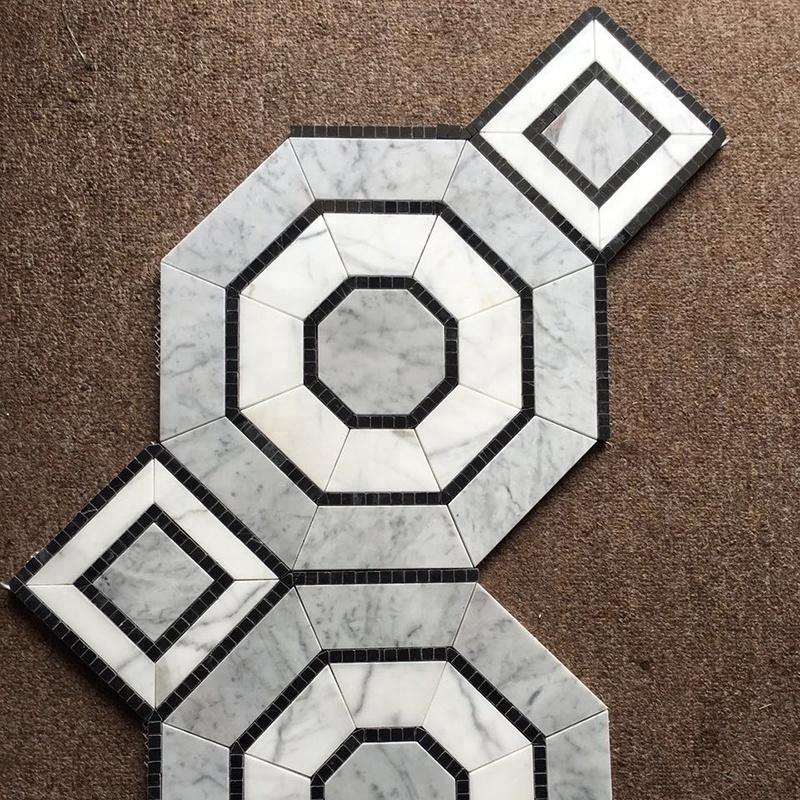 Natural Marble Mosaic in Square and Octagon Shapes for Interior Floor Decor