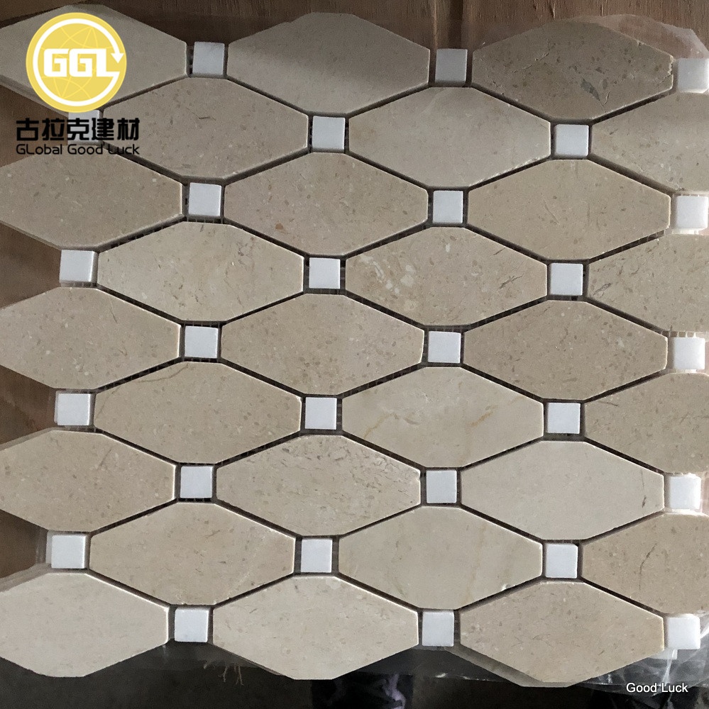 Beige Color Hexagon Shape Marble Mosaic Tile for Floor or Wall Decor
