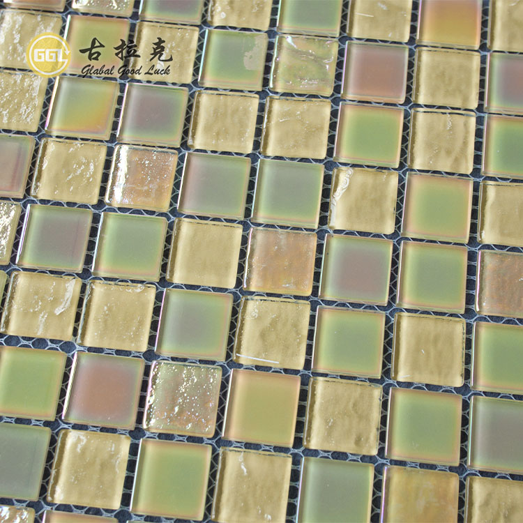 Yellow Crystal Glass for Swimming Pool Colored Glass Mosaic Tile  Wall Decor