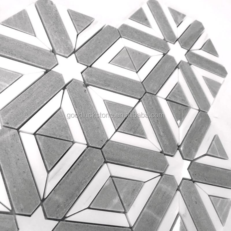 Special Design Pattern Mosaic White Gray Marble for Home Wall Decor Tile