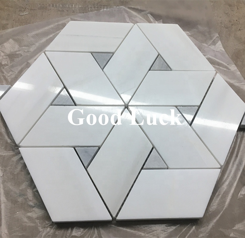 Hexagon Mosaic Unique Mosaic Tile White Natural Marble Mosaic Tile for Decor