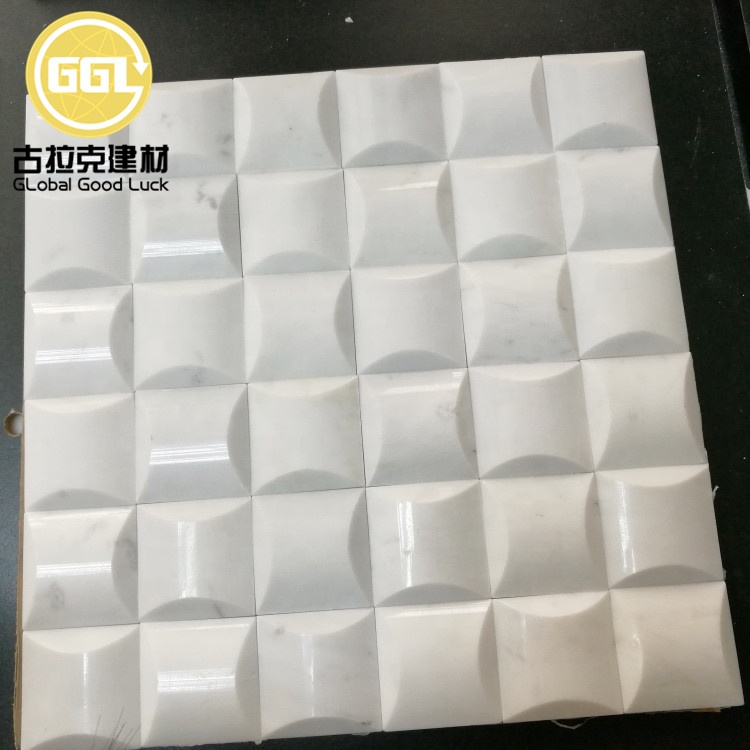 Polished Carrara White Marble Square Shape Marble Mosaic Tile