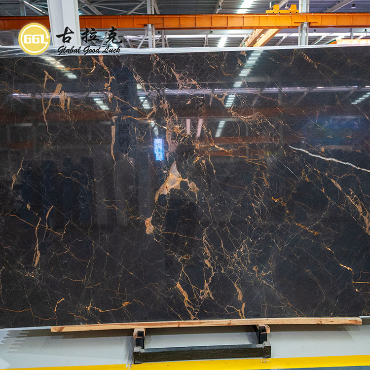 Bulgari Gold Marble Black Stone for Countertop Wall Floor Decor