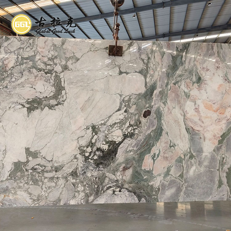 China Four Season Green Marble Slab Stone for Bathroom Wall Floor Sink Countertop Decor