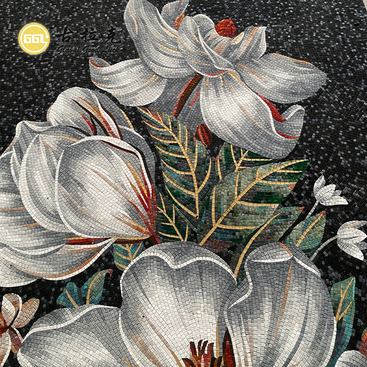 Mural Mosaic Glass Tile Flower Customized Hand-made for Wall Decor