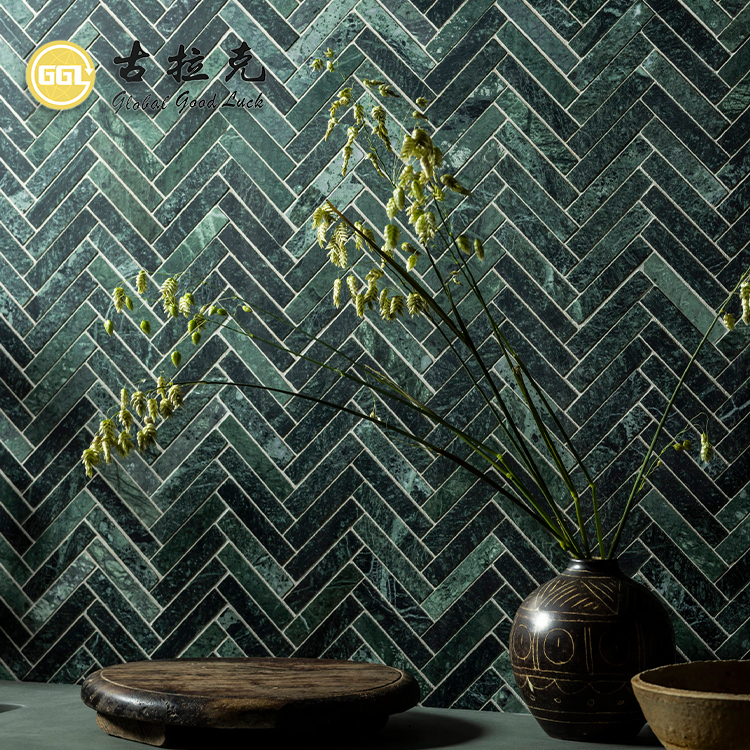 Green Marble Stone Mosaic Tile for Bathroom Wall Floor Decor