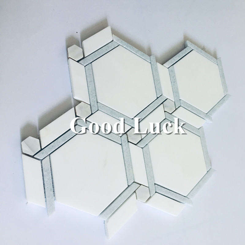 GGL Hexagon Marble Pearl Mosaic Kitchen Backslash Marble Mosaic Wall