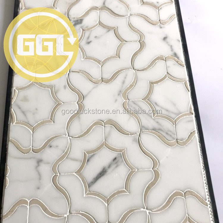 Wall Decoration Flower Pattern Waterjet Marble Mosaic Flooring Tile