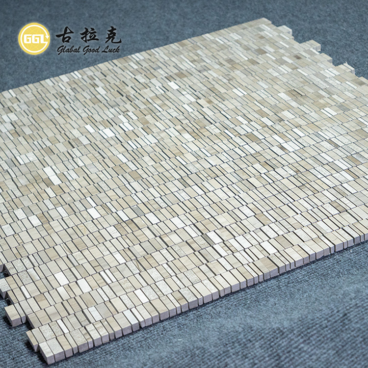 Wood Grain Marble Random Strip Mosaic Tile Home Wall Flooring 