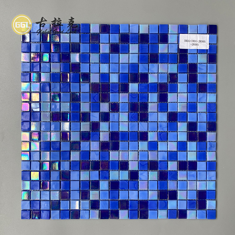 Iridescent Stained Glass Glitter Pool Tiles Flooring Bottom Decorative Blue Glass Mosaic