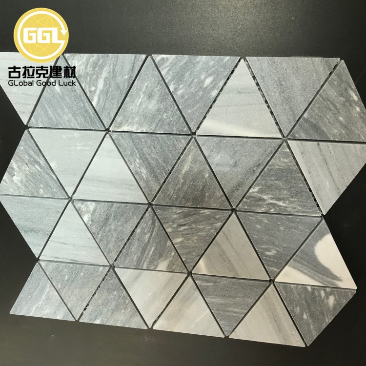 Palisssandro Blue Marble Triangle Tile Modern Kitchen Backsplash Mosaic for Villa Available in Polished and Honed Finishes