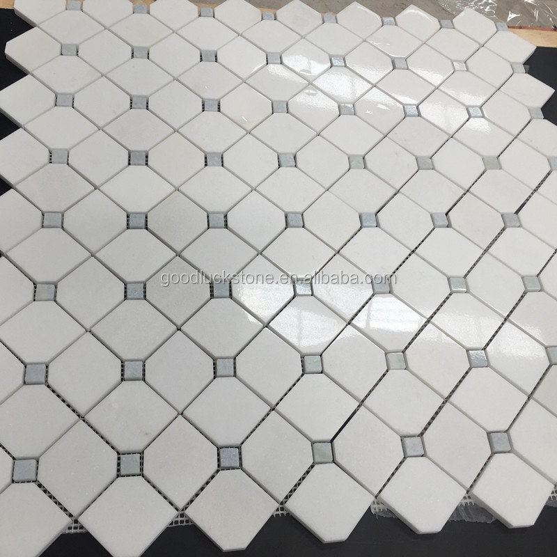 Polished Thassos White Marble Hexagon Shape Marble Mosaic Wall Flooring Tile