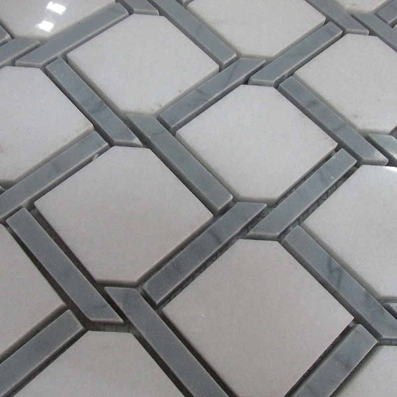 Cheap Price Oriental White Mix Gray Lines Marble Hexagon Pattern Marble Mosaic Tile for Home/Villa Wall Floor Decor