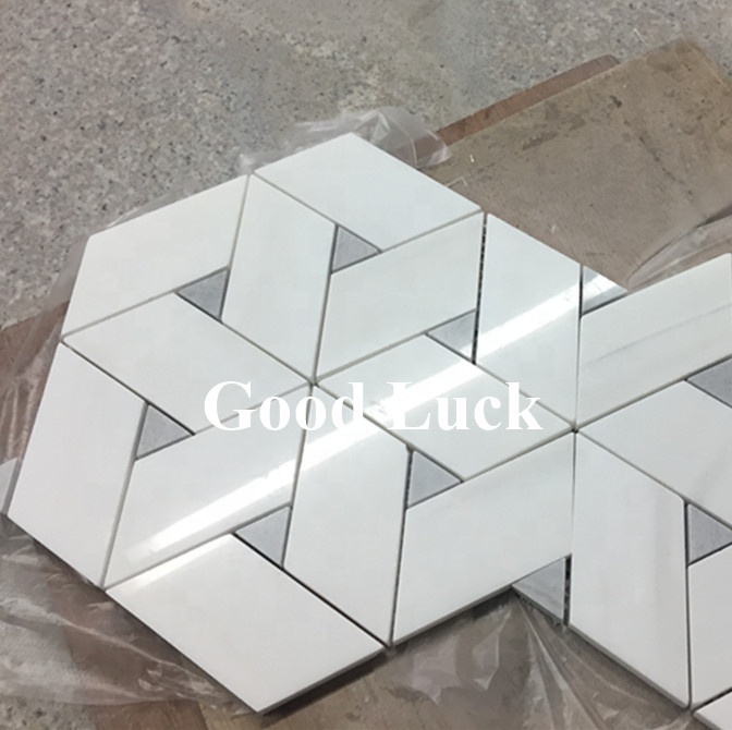 Hexagon Mosaic Unique Mosaic Tile White Natural Marble Mosaic Tile