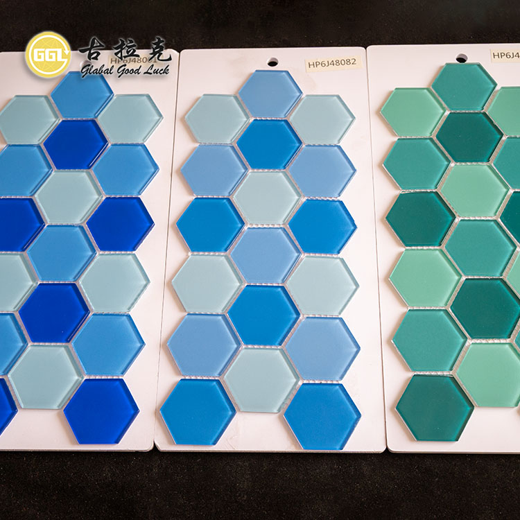 Modern Design Hexagon Shape Mix Color Crystal Glass Mosaic Tiles for Wall Decorative