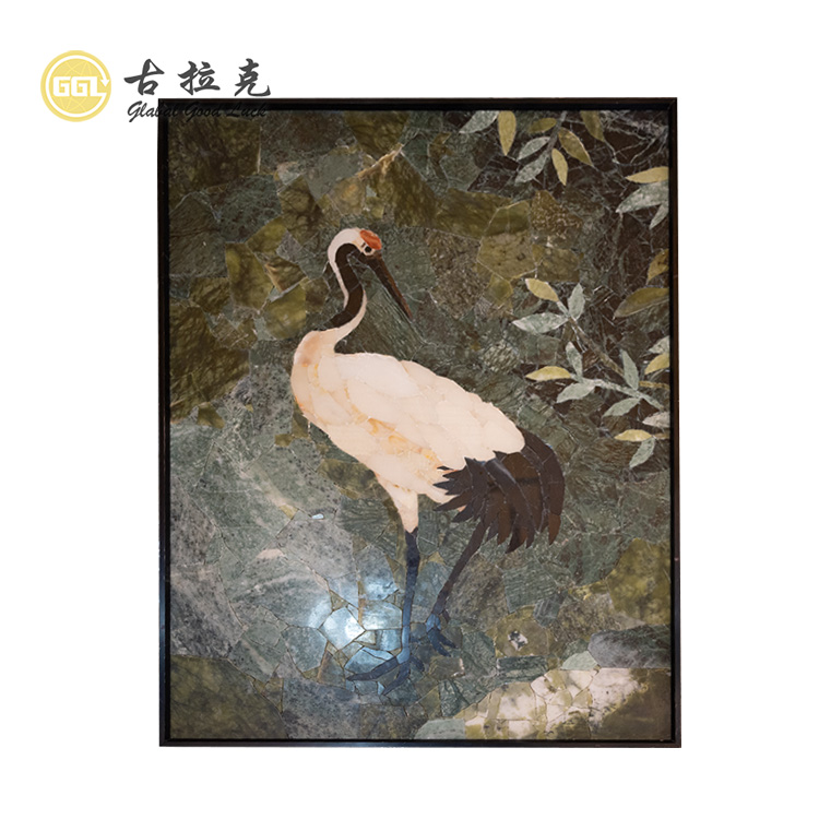 Grus japonensis Art Mural Stone Mosaic Hand-made Customized Art Work