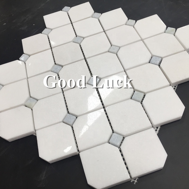 Polished Thassos White Marble Hexagon Shape Marble Mosaic Wall Flooring Tile