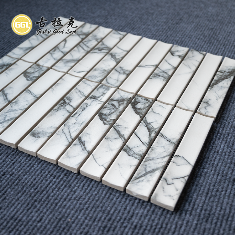 Imitation Stone Concave Feature Fluted Ceramic Mosaic Tiles Wall and Floor