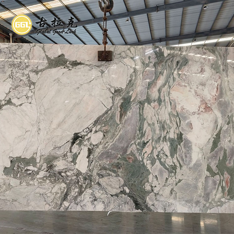 China Four Season Green Marble Slab Stone for Bathroom Wall Floor Sink Countertop Decor