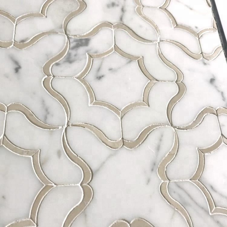 Wall Decoration Flower Pattern Waterjet Marble Mosaic Flooring Tile