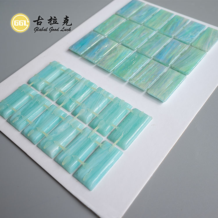 New Light Green Glass Mosaic Tile Dot-Mounted Pool Mosaic Tiles