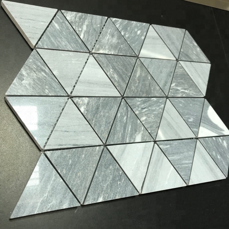 Palisssandro Blue Marble Triangle Tile Modern Kitchen Backsplash Mosaic for Villa Available in Polished and Honed Finishes