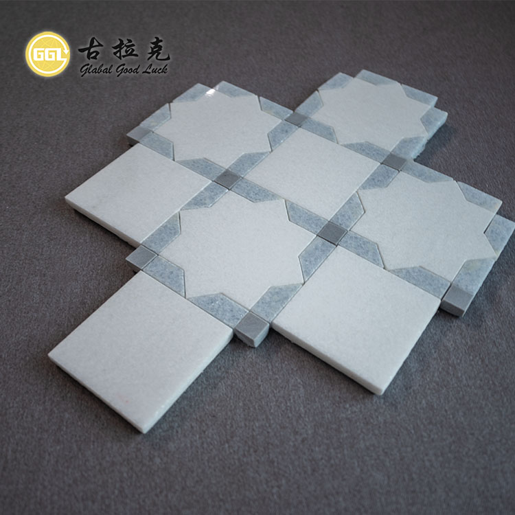 Natural Style Mix Marble Parquet Feature Waterjet Mosaic for Floor Tiles
