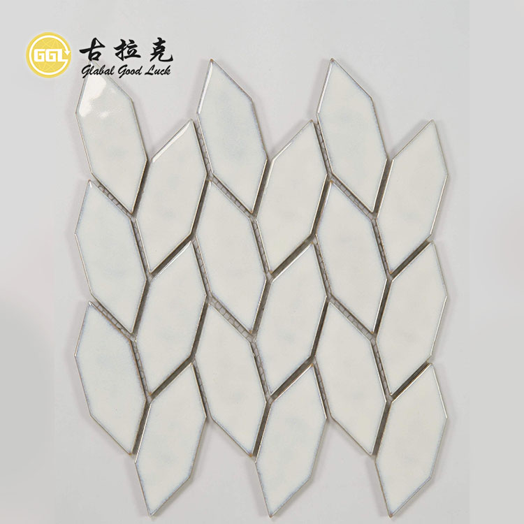 Diamond Shape Polished Glazed Ice Crack Ceramic Tile for Floor Wall Decor