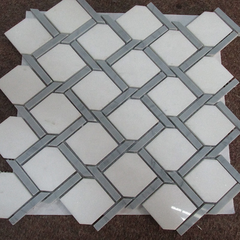 Cheap Price Oriental White Mix Gray Lines Marble Hexagon Pattern Marble Mosaic Tile for Home/Villa Wall Floor Decor