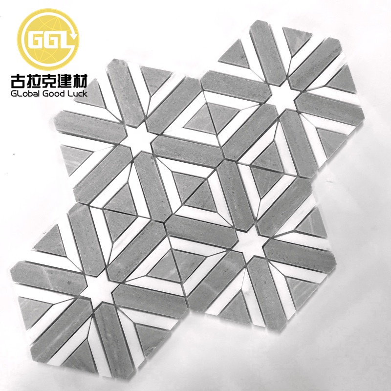 Special Design Pattern Mosaic White Gray Marble for Home Wall Decor Tile