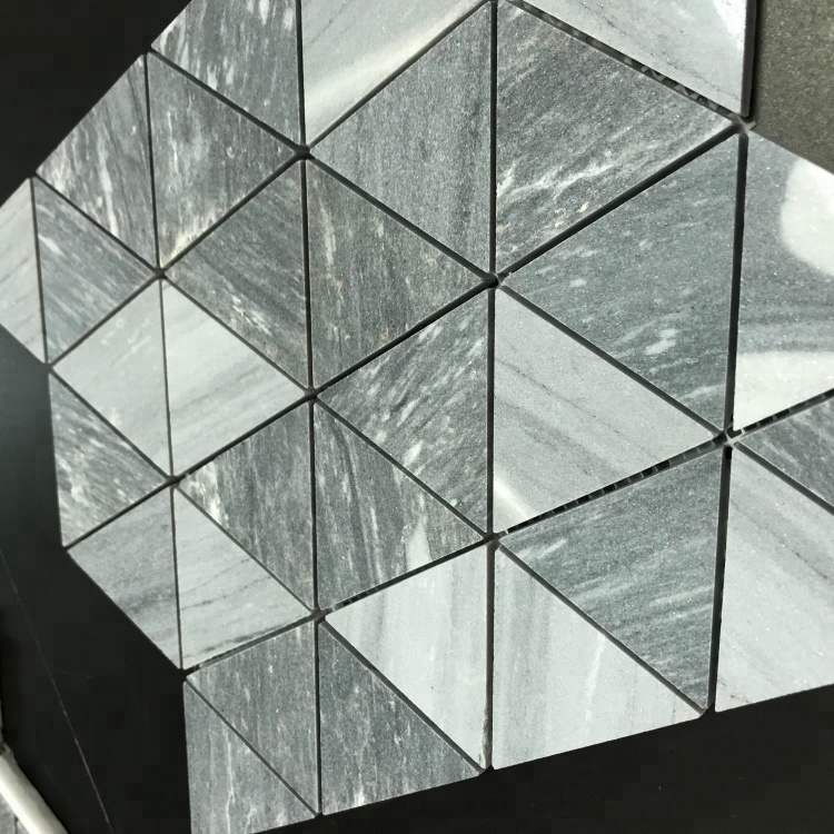 Palisssandro Blue Marble Triangle Tile Modern Kitchen Backsplash Mosaic for Villa Available in Polished and Honed Finishes
