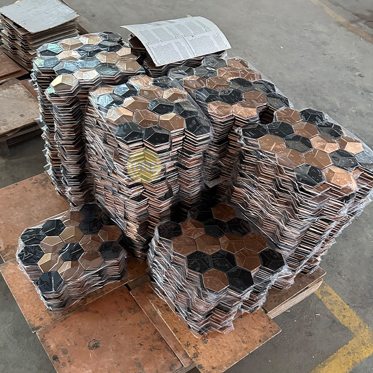 Hexagon 3D Metal Mosaic Rose Gold Mix Black Stainless Steel Mosaic Wall Tiles