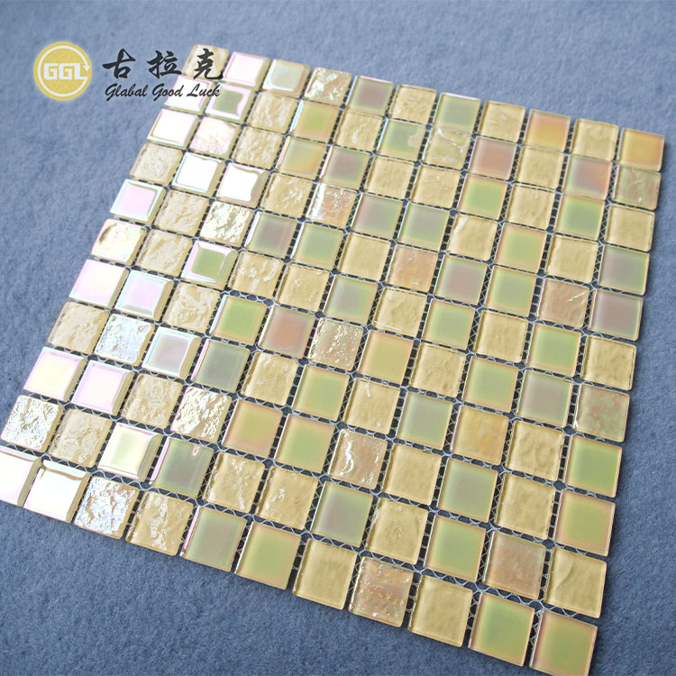 Yellow Crystal Glass for Swimming Pool Colored Glass Mosaic Tile  Wall Decor