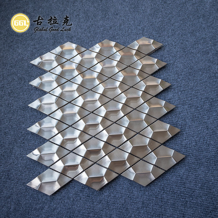 Sliver Metal Rhombus Splicing Mosaic Tile Kitchen Backsplash Decoration