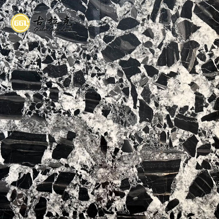 Black Mix White Marble Slab Luxury Stone for Villa Wall Floor Decor